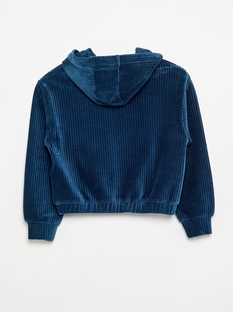 Sweatshirt met capuchon van geribde stof Blauw - Kiabi