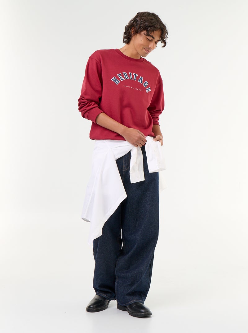 Sweatshirt met geborduurde opschriften in sportieve stijl Rood - Kiabi