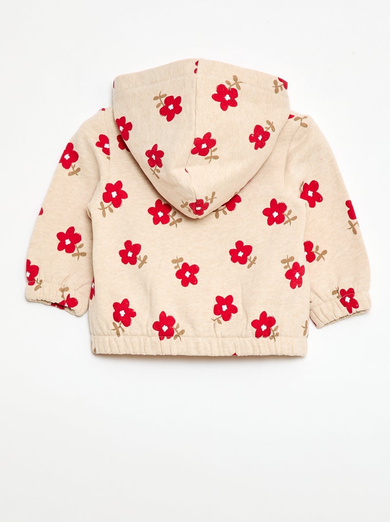Sweatshirt met kap en print Biege - Kiabi