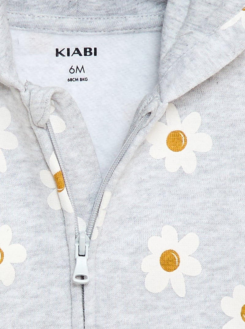 Sweatshirt met kap en print Grijs - Kiabi