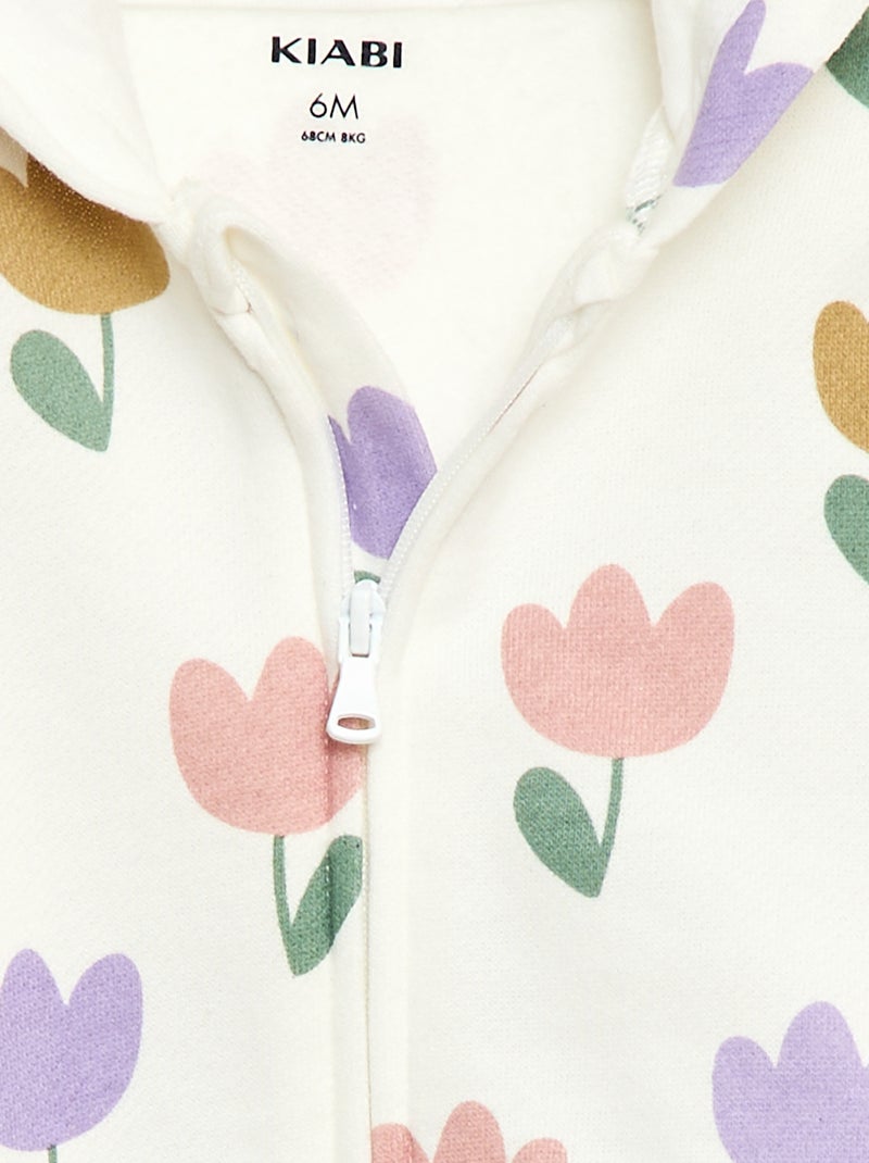 Sweatshirt met kap en print Wit - Kiabi