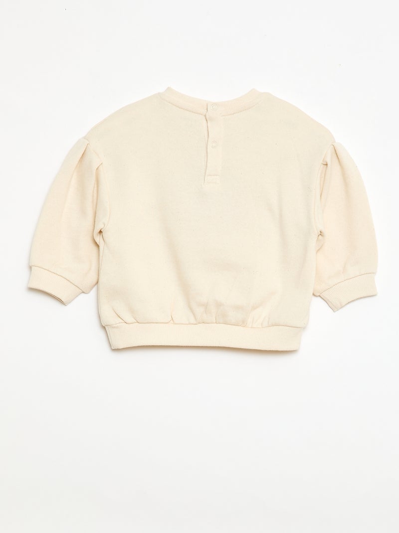 Sweatshirt met lange mouwen en badstof patch Wit - Kiabi