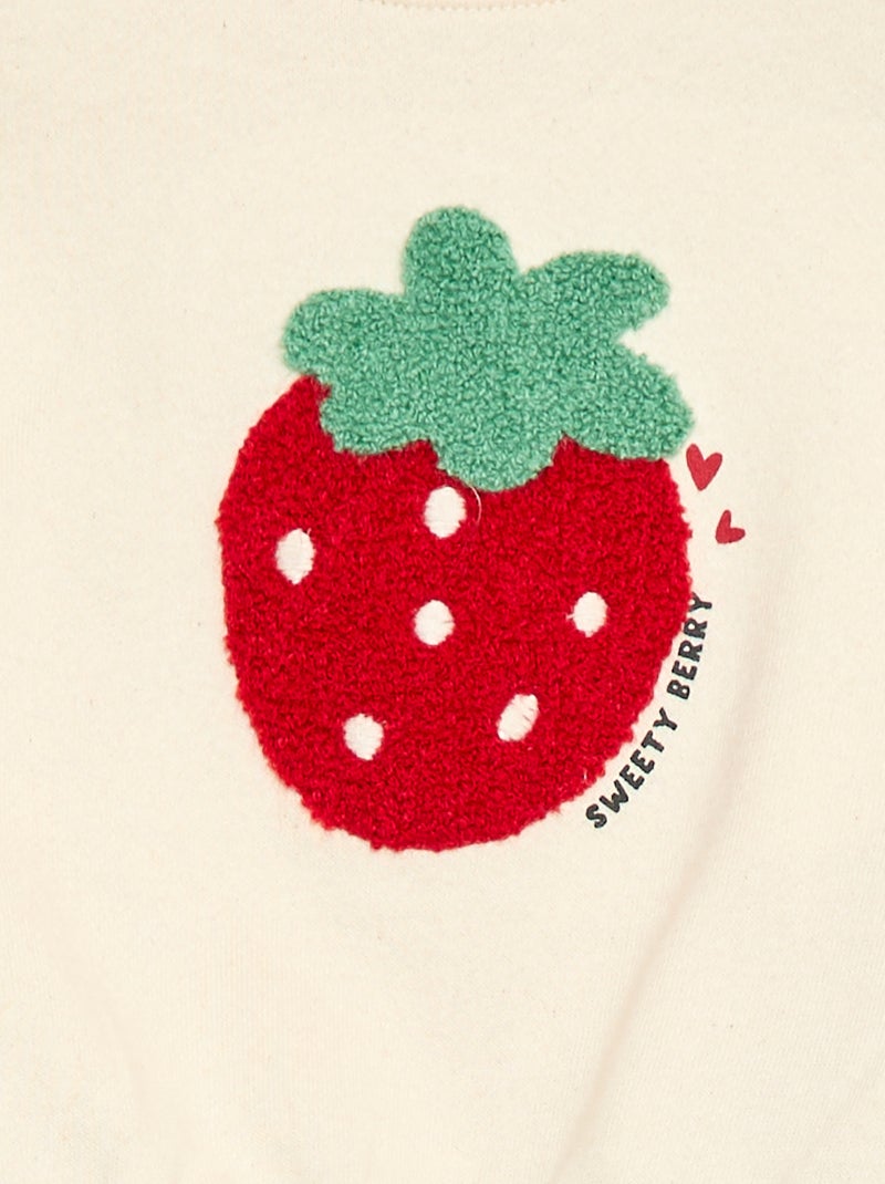 Sweatshirt met lange mouwen en badstof patch Wit - Kiabi