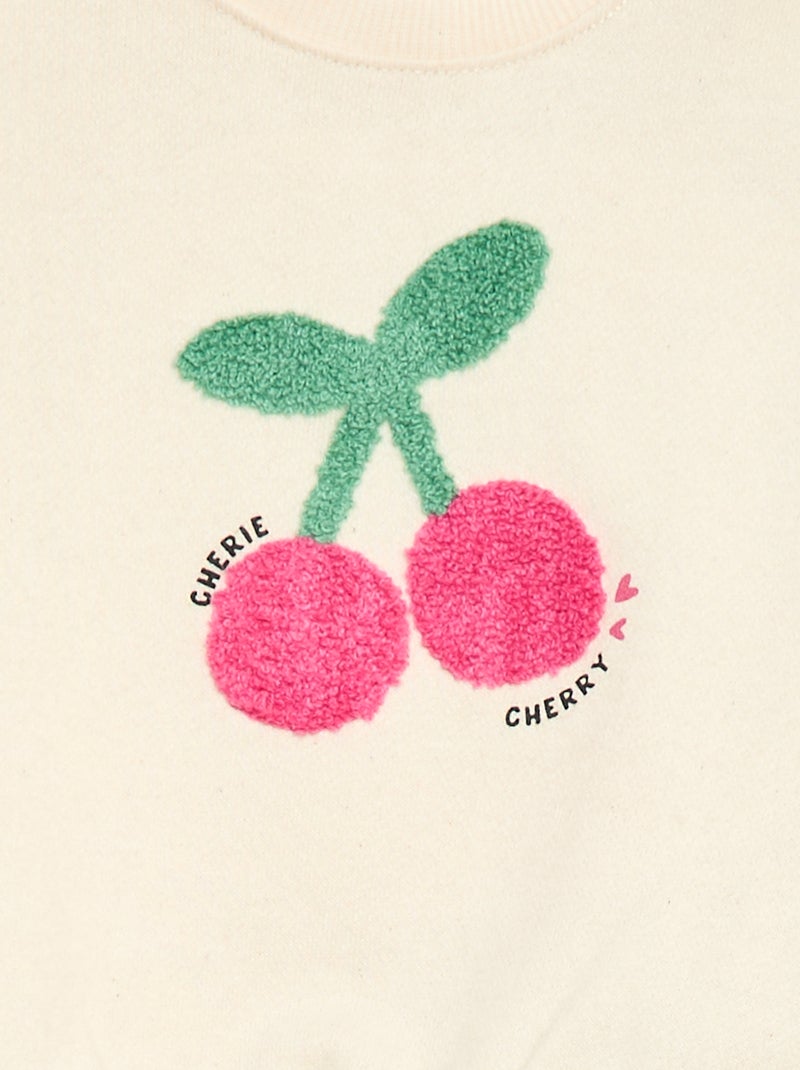 Sweatshirt met lange mouwen en badstof patch Wit - Kiabi