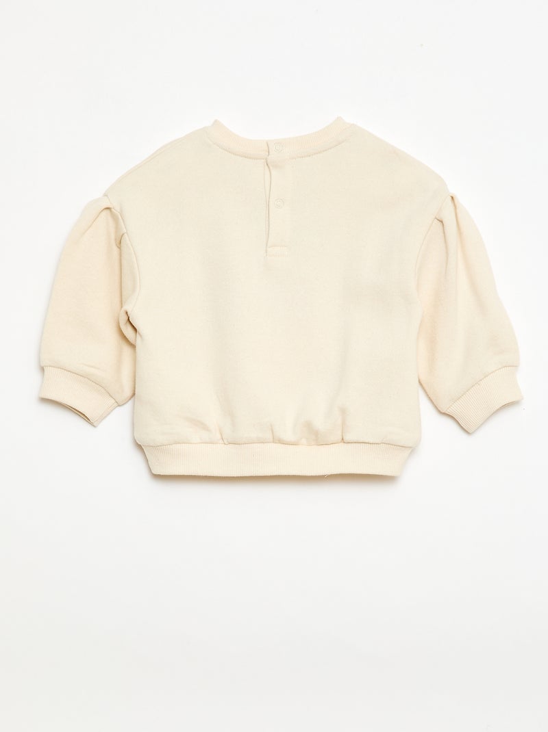 Sweatshirt met lange mouwen en badstof patch Wit - Kiabi