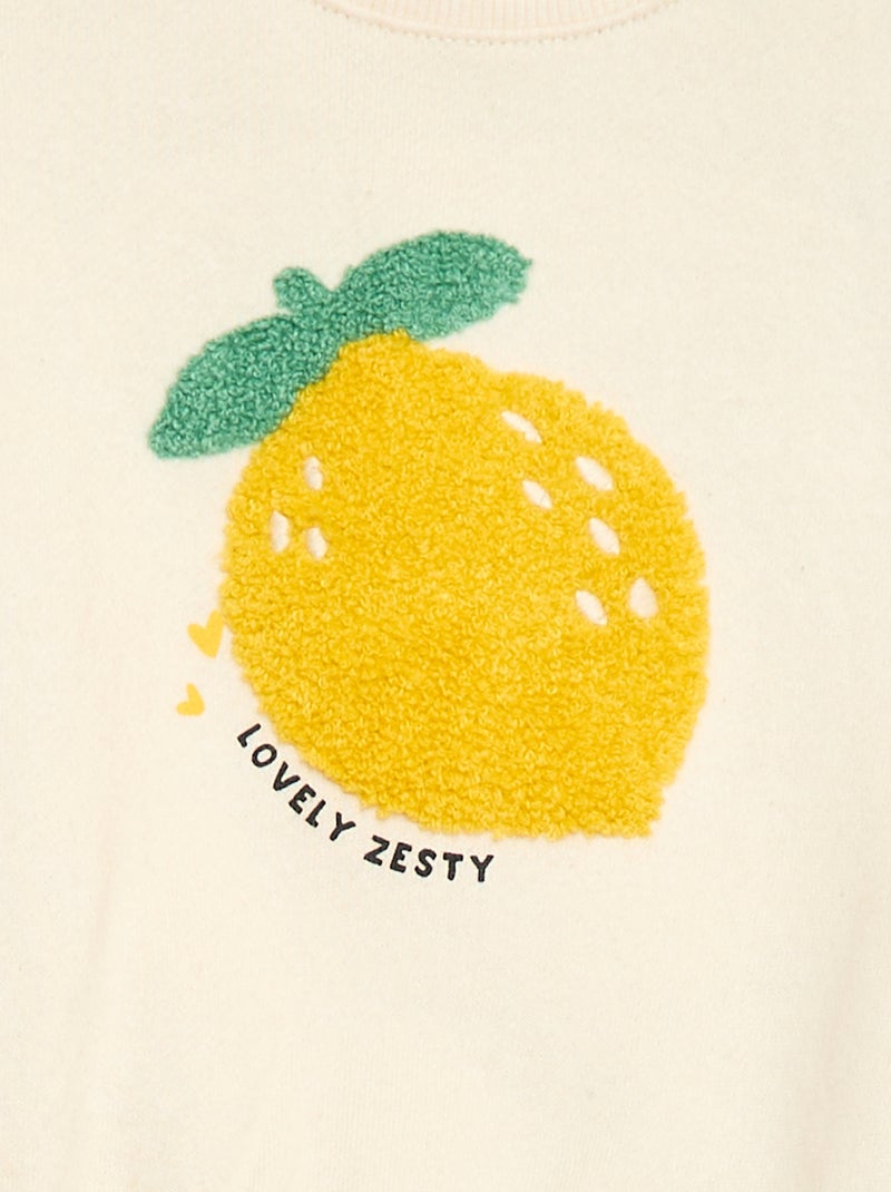 Sweatshirt met lange mouwen en badstof patch Wit - Kiabi