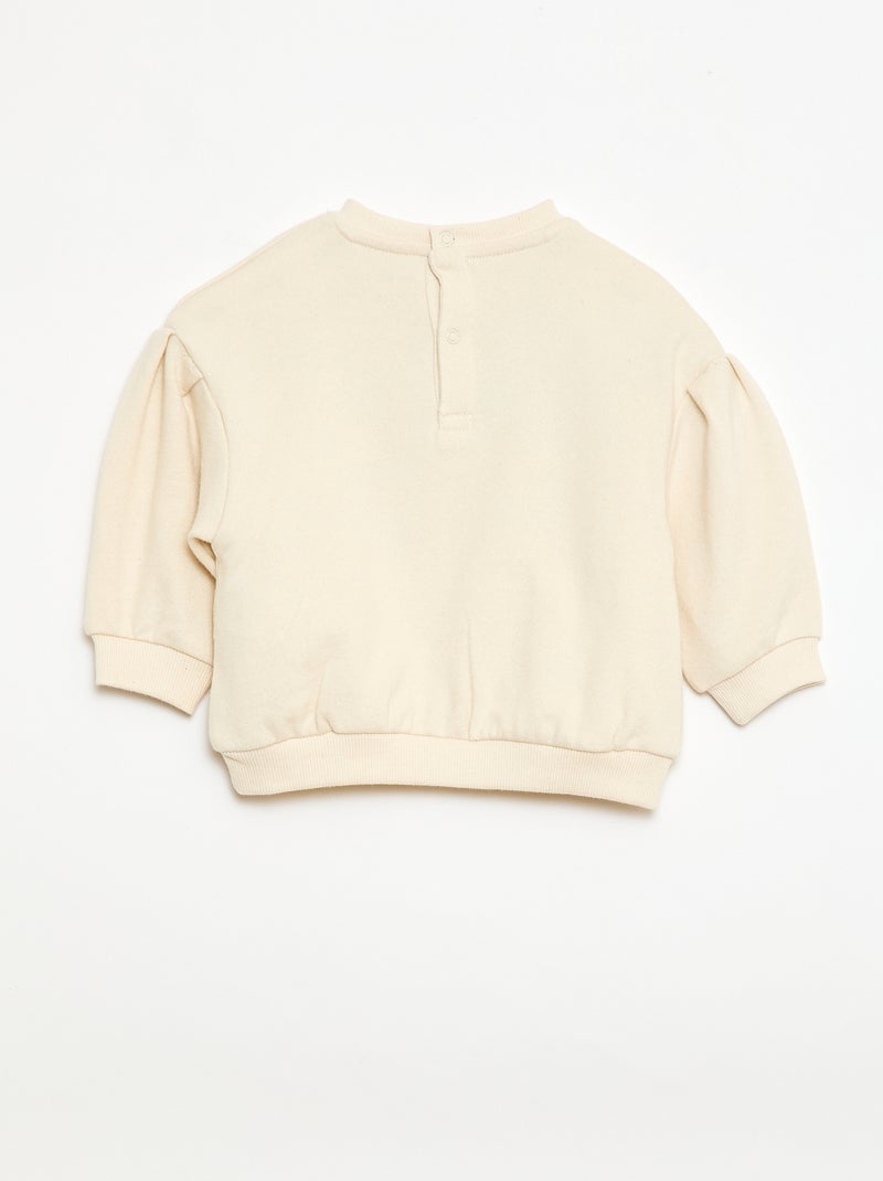 Sweatshirt met lange mouwen en badstof patch Wit - Kiabi