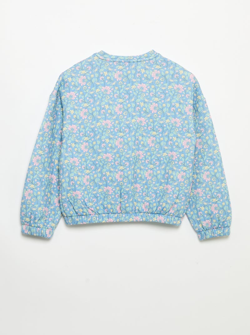 Sweatshirt met lange mouwen en drukknoopsluiting Blauw - Kiabi