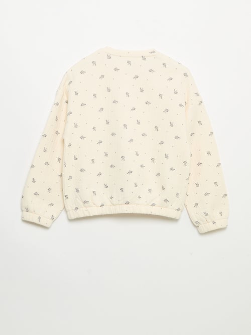 Sweatshirt met lange mouwen en drukknopenopening - Kiabi
