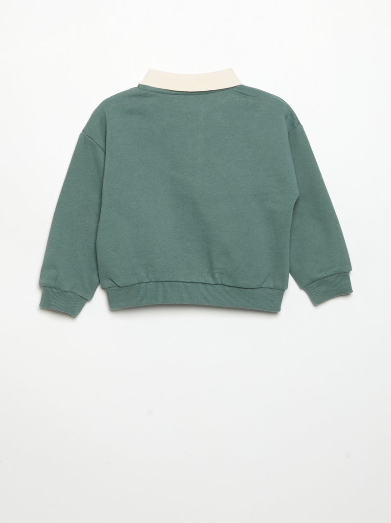 Sweatshirt met lange mouwen en polokraag Groen - Kiabi