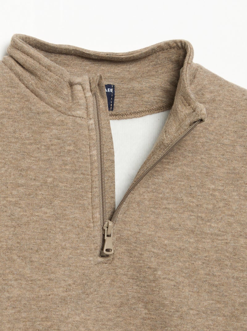 Sweatshirt met lange mouwen en ritskraag Bruin - Kiabi