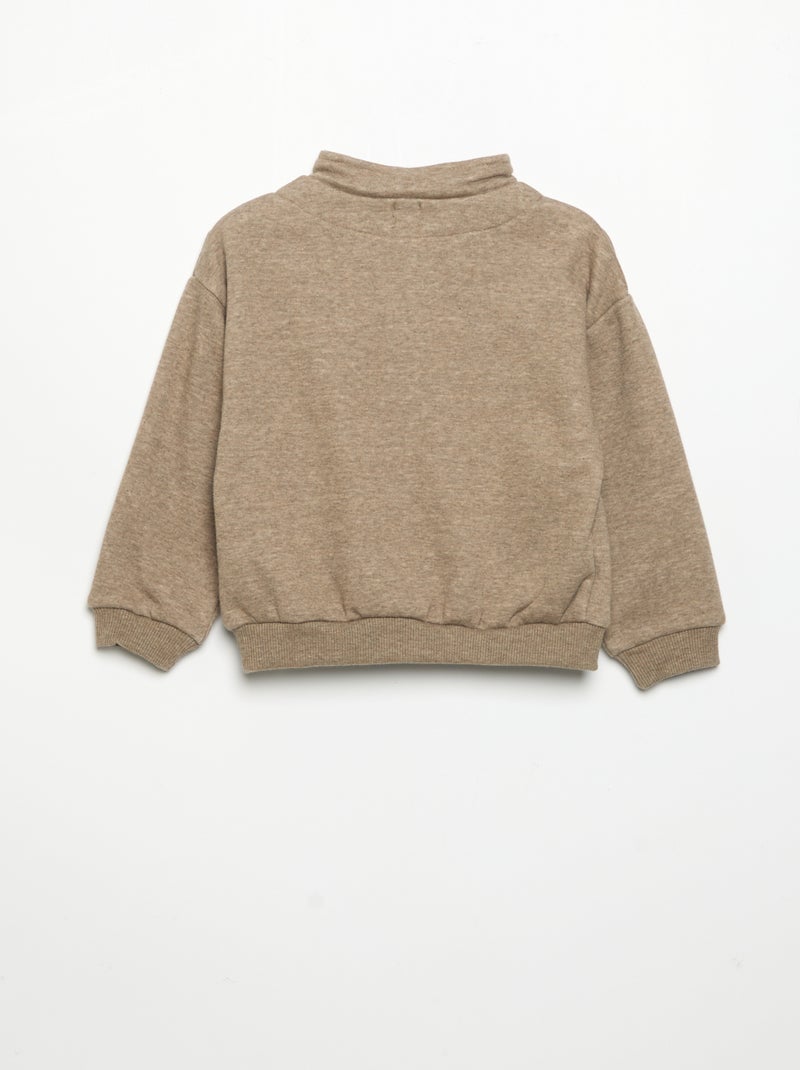 Sweatshirt met lange mouwen en ritskraag Bruin - Kiabi