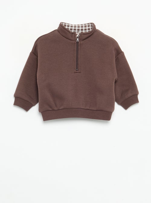 Sweatshirt met lange mouwen en ritskraag - Kiabi