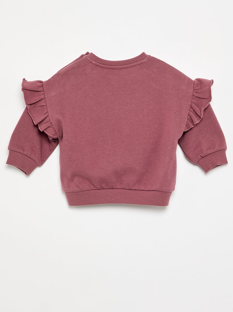 Sweatshirt met lange mouwen en ruches op de schouders Rose - Kiabi