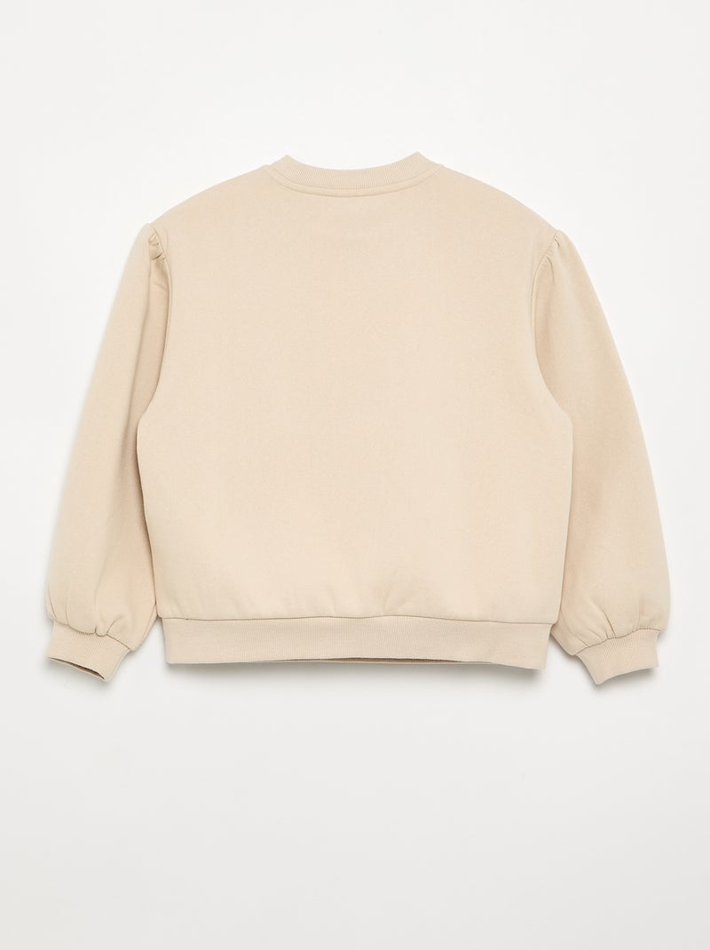 Sweatshirt met lange mouwen en strik Biege - Kiabi