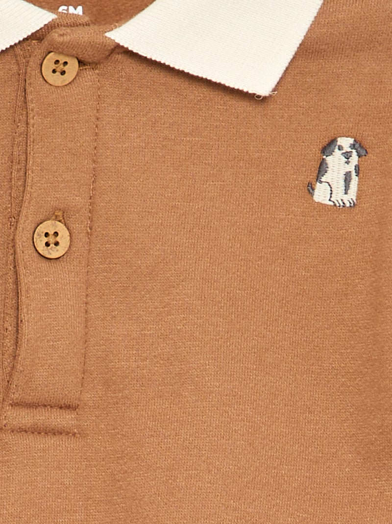 Sweatshirt met lange mouwen met polokraag Bruin - Kiabi