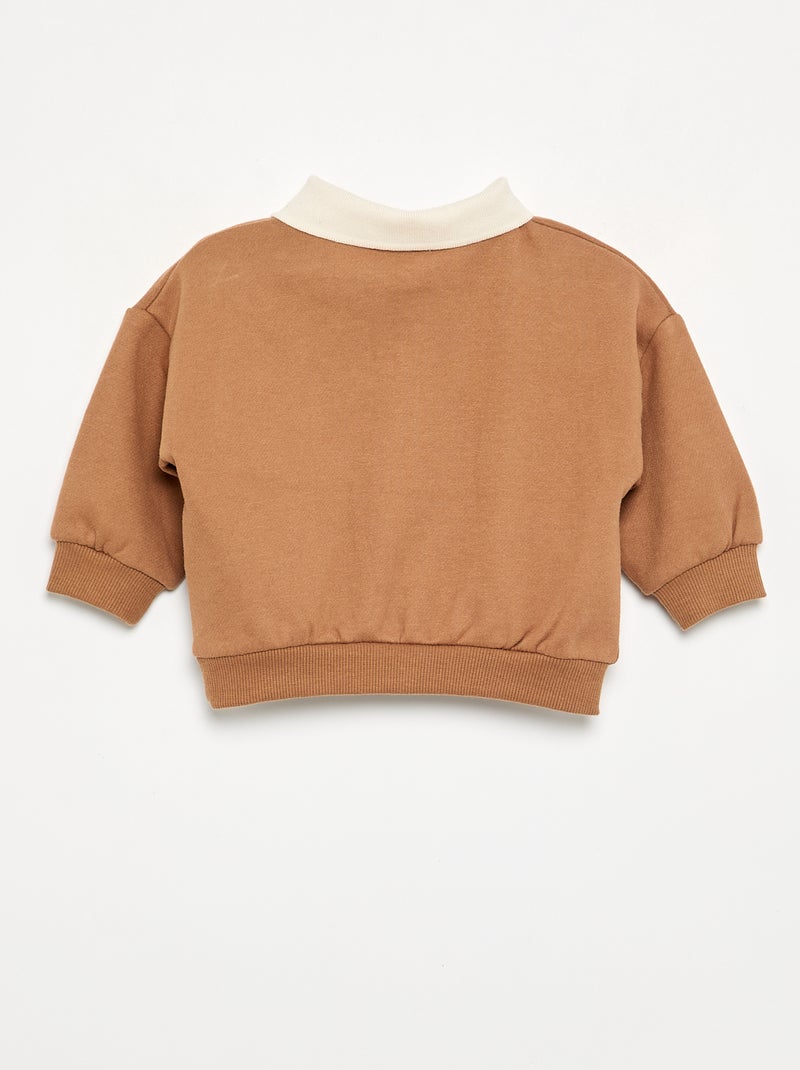 Sweatshirt met lange mouwen met polokraag Bruin - Kiabi