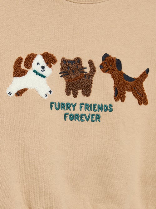 Sweatshirt met lange mouwen van fleece met animatie - Kiabi
