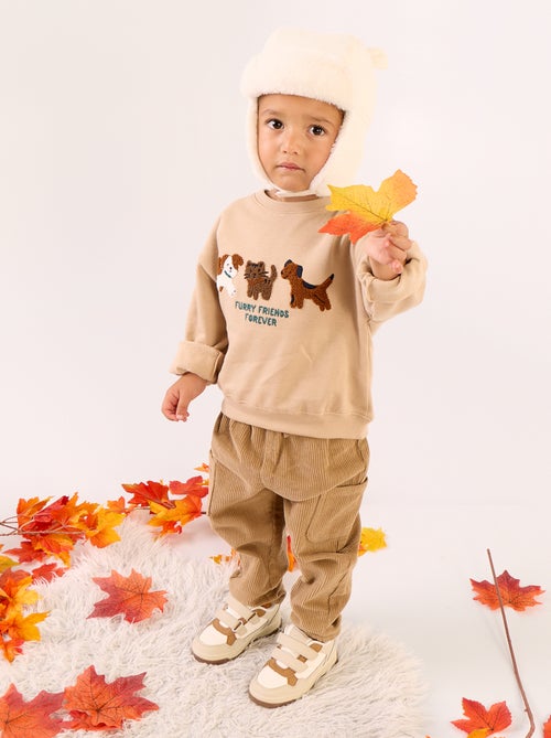 Sweatshirt met lange mouwen van fleece met animatie - Kiabi