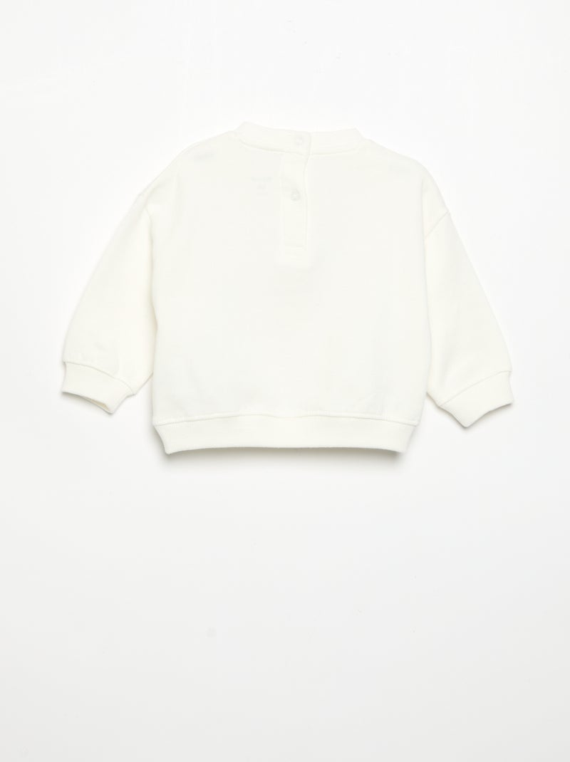 Sweatshirt met lange mouwen van fleece met animatie Wit - Kiabi