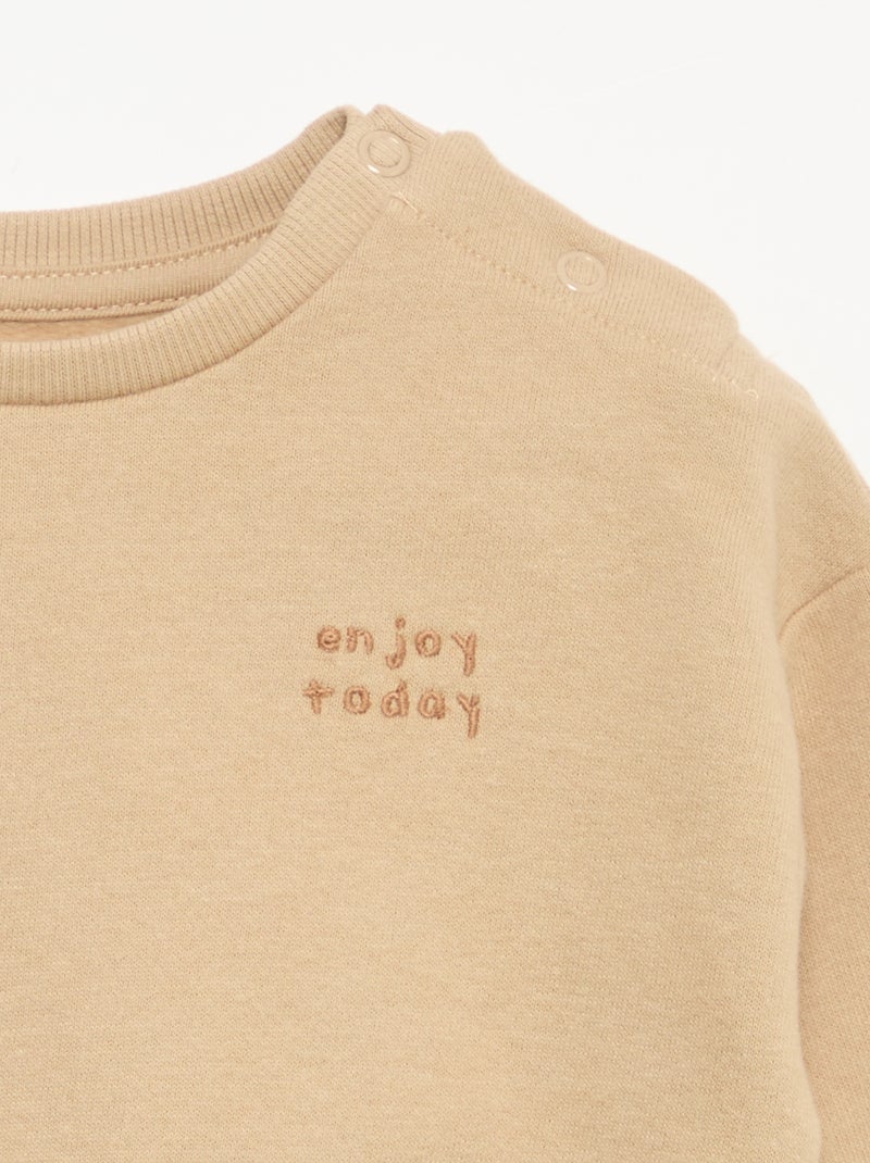 Sweatshirt met lange mouwen van molton Biege - Kiabi