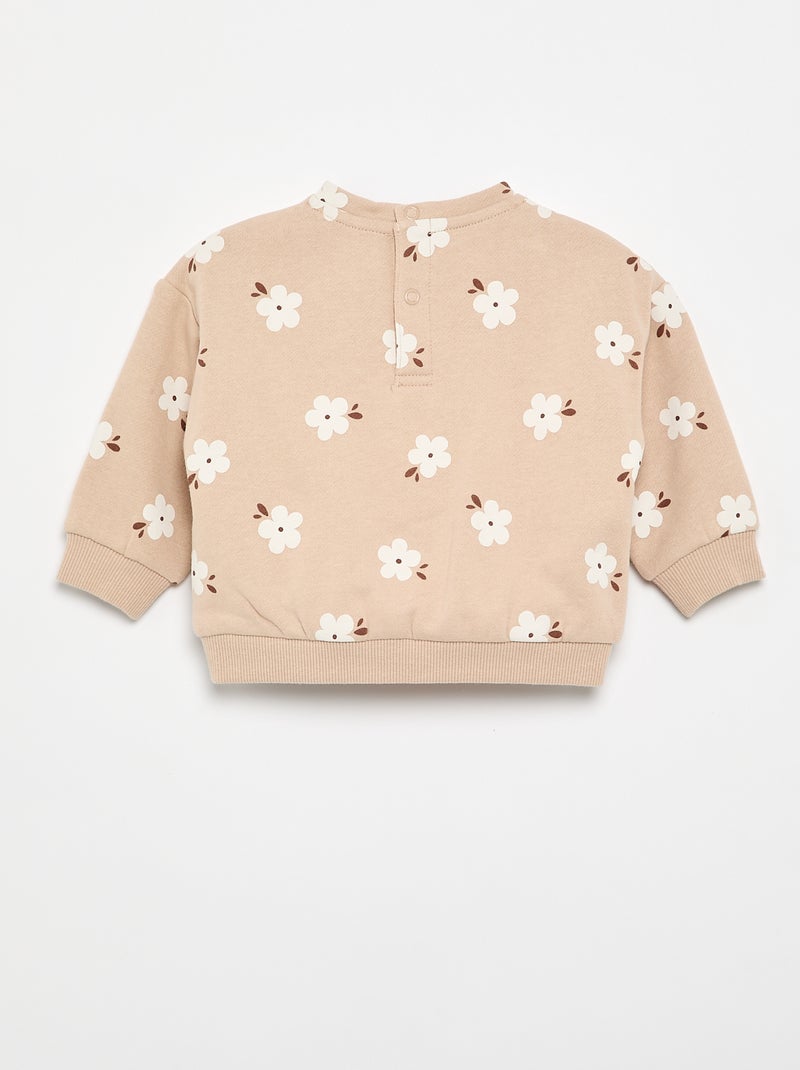 Sweatshirt met motief van molton Biege - Kiabi