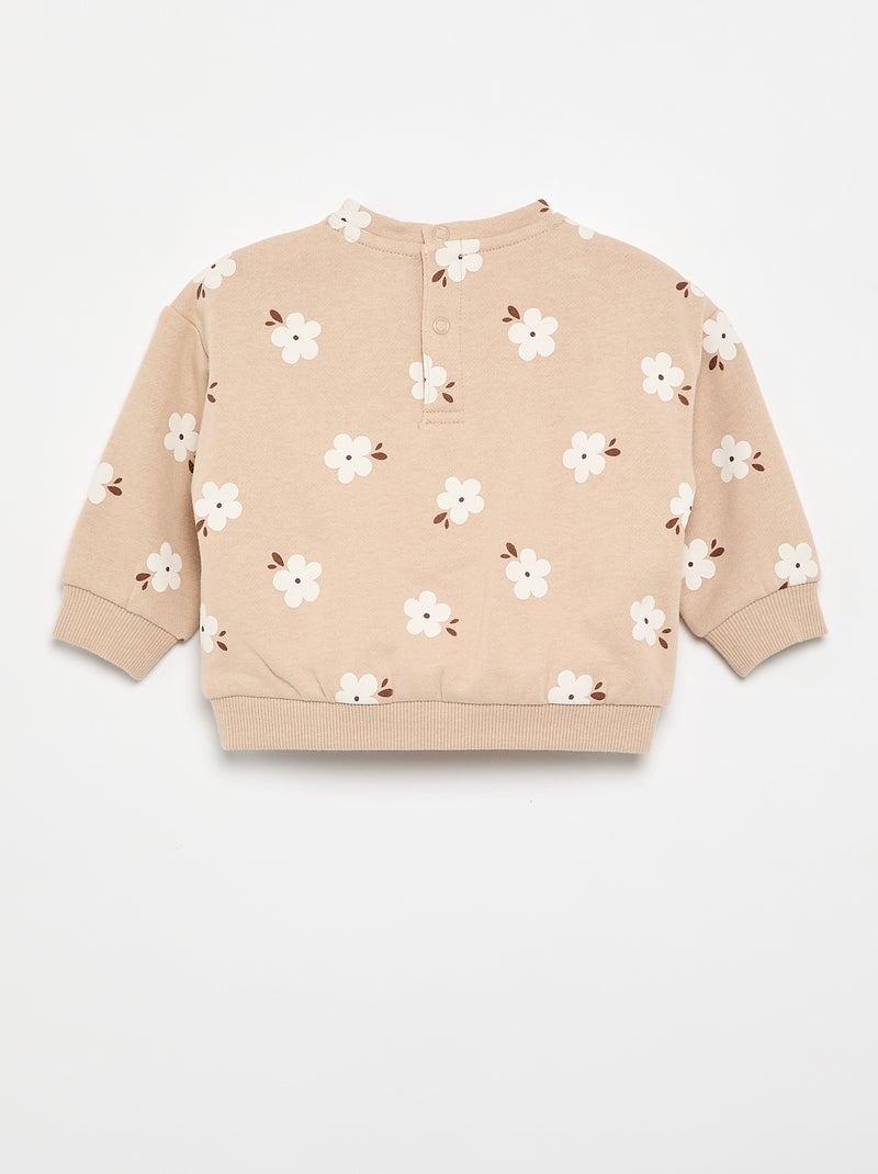 Sweatshirt met motief van molton Biege - Kiabi