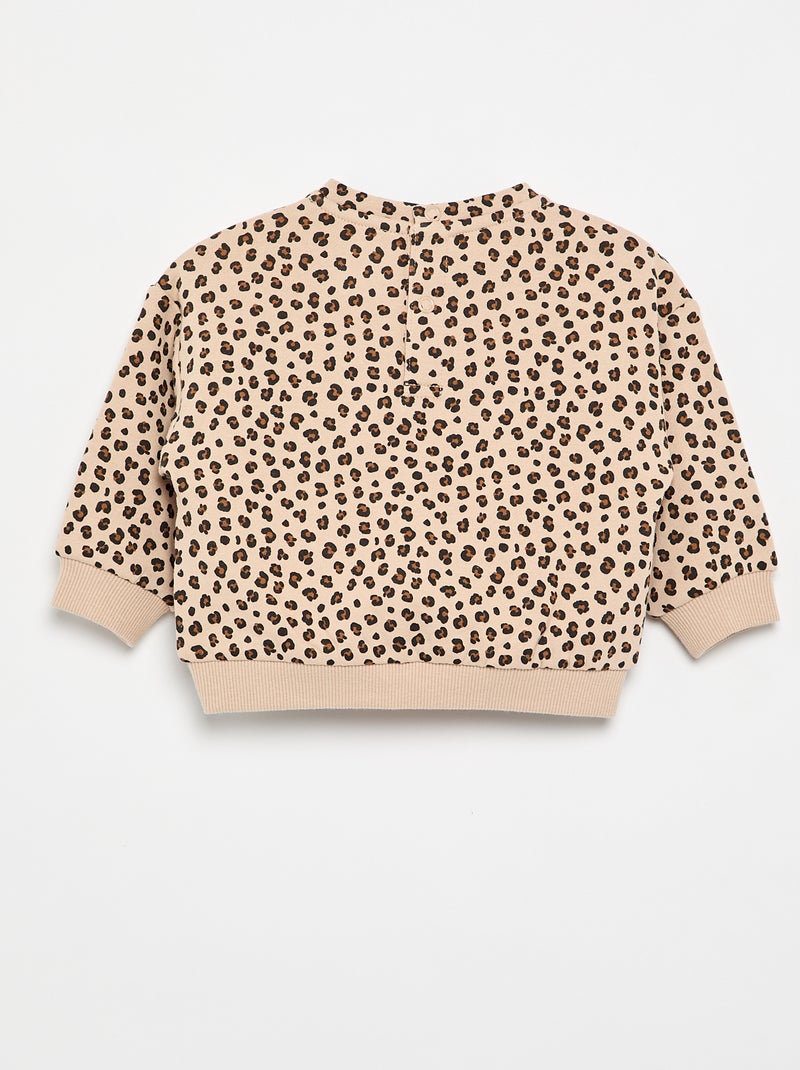 Sweatshirt met motief van molton Biege - Kiabi
