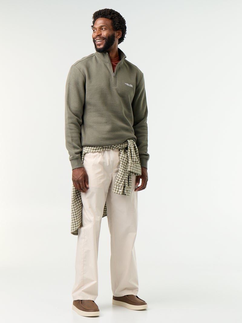 Sweatshirt met opstaande kraag Groen - Kiabi