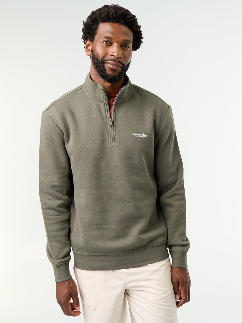 Sweatshirt met opstaande kraag Groen - Kiabi