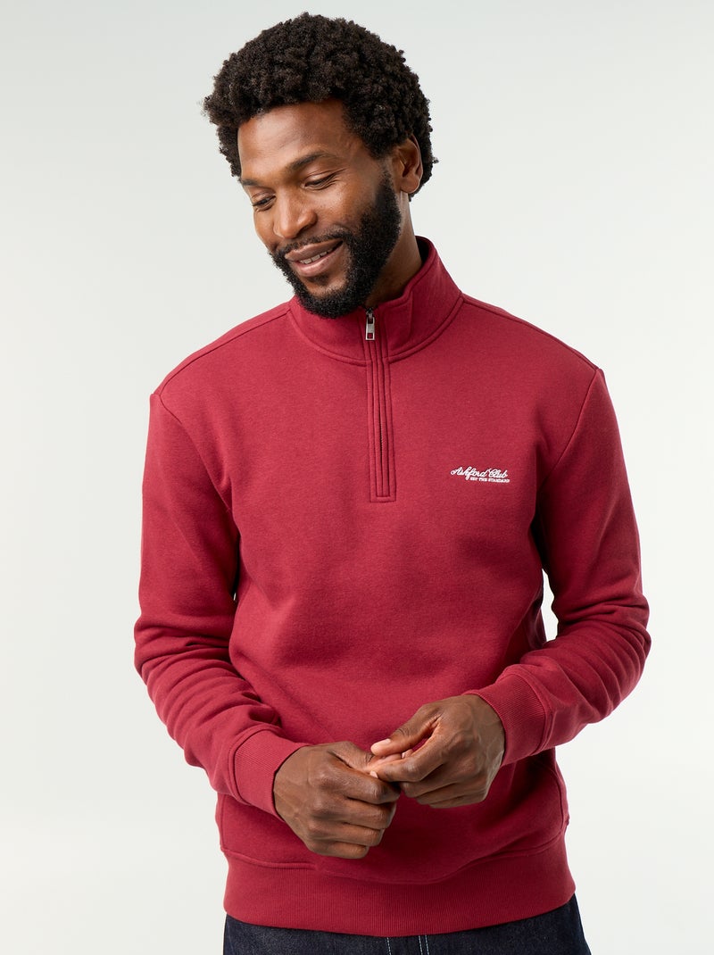 Sweatshirt met opstaande kraag Rood - Kiabi