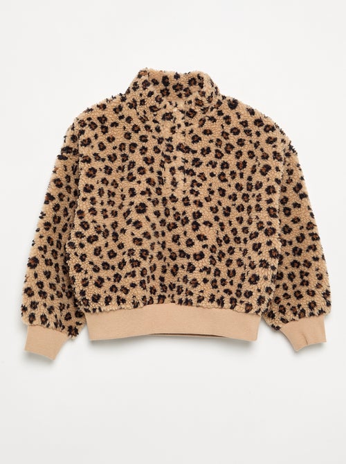 Sweatshirt met opstaande kraag van teddyfleece - Kiabi