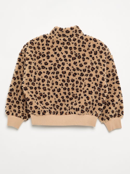 Sweatshirt met opstaande kraag van teddyfleece - Kiabi