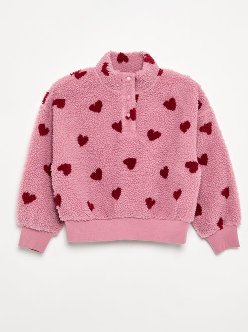 Sweatshirt met opstaande kraag van teddyfleece - Kiabi