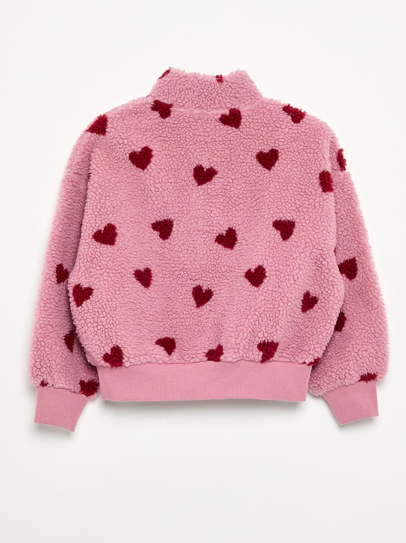 Sweatshirt met opstaande kraag van teddyfleece Rose - Kiabi