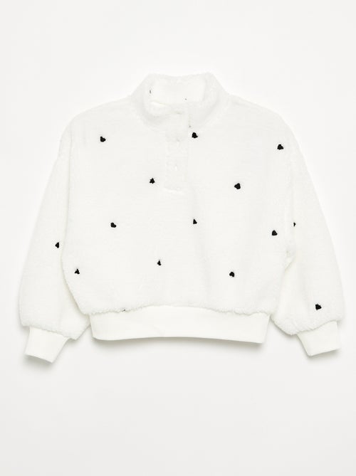 Sweatshirt met opstaande kraag van teddyfleece - Kiabi