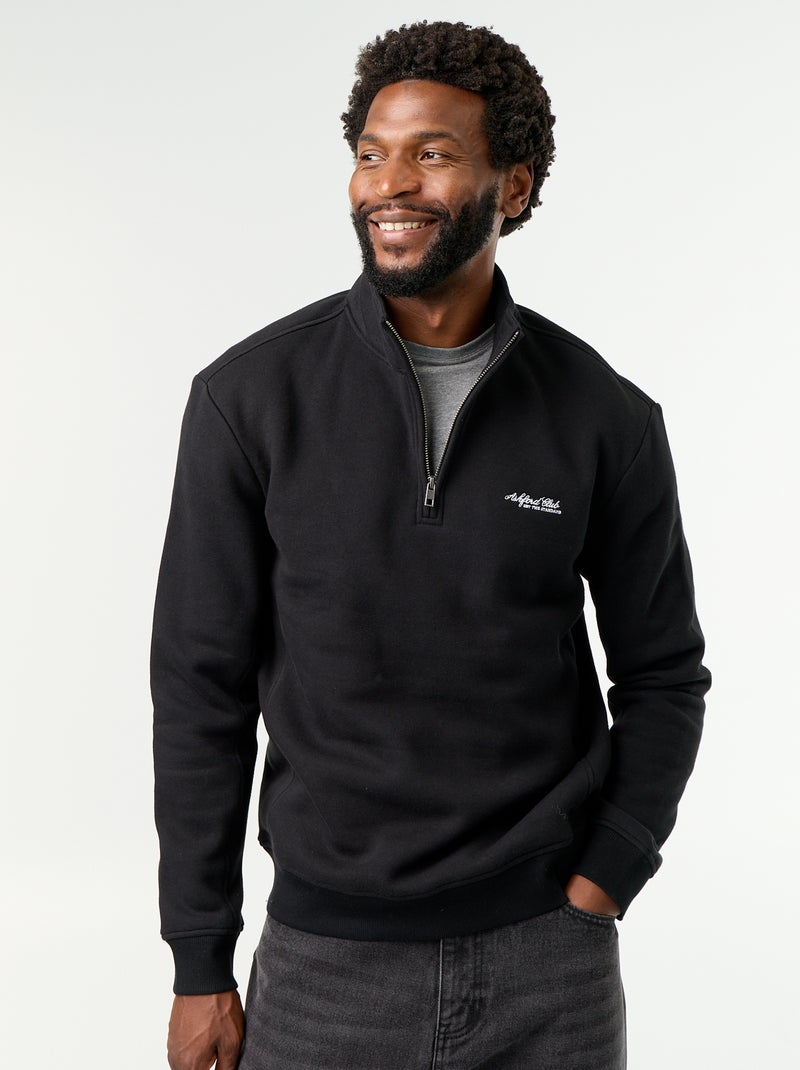 Sweatshirt met opstaande kraag Zwart - Kiabi