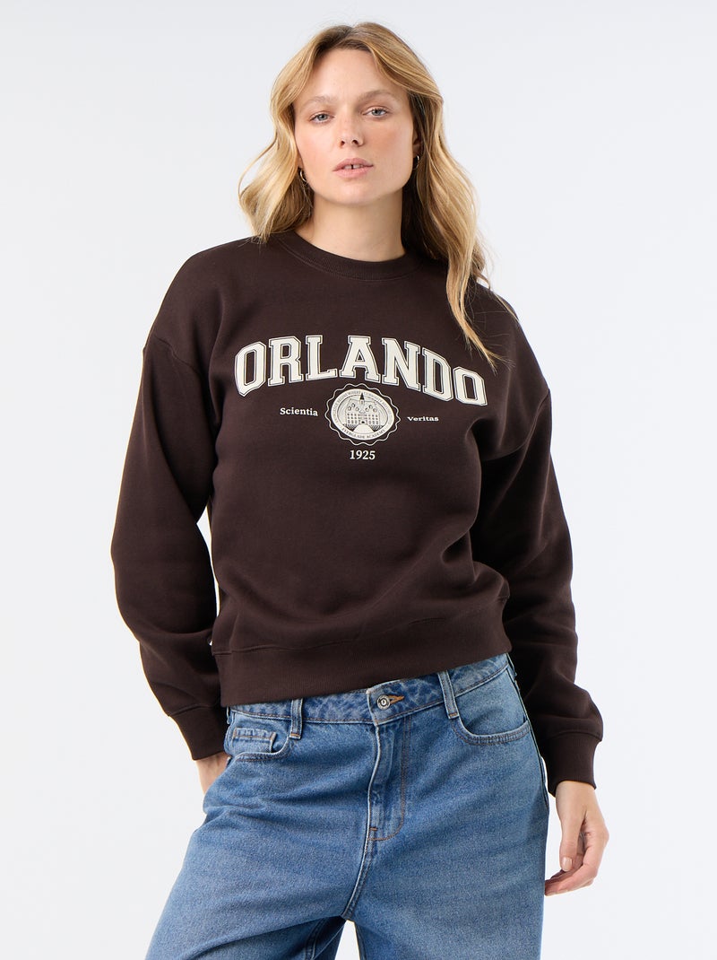 Sweatshirt met print Bruin - Kiabi