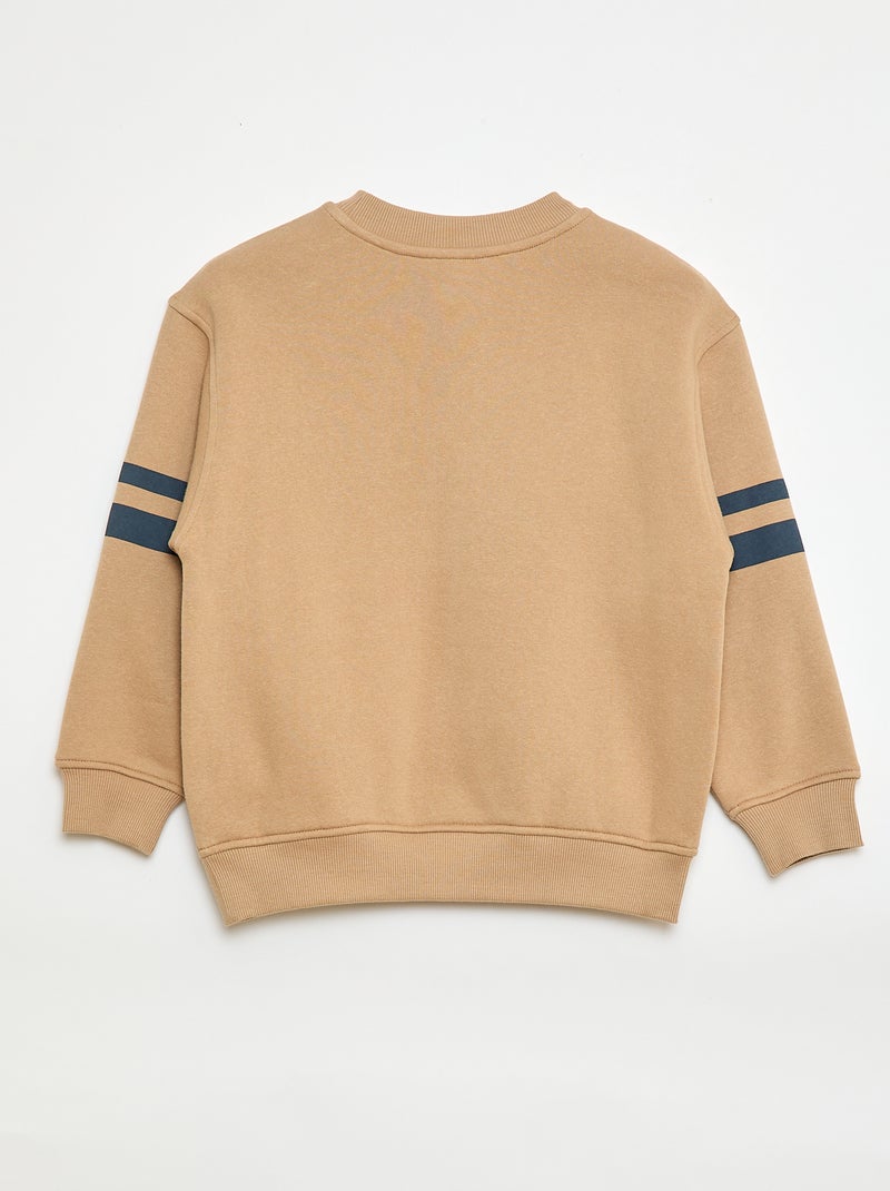 Sweatshirt met print van geruwde fleece Biege - Kiabi