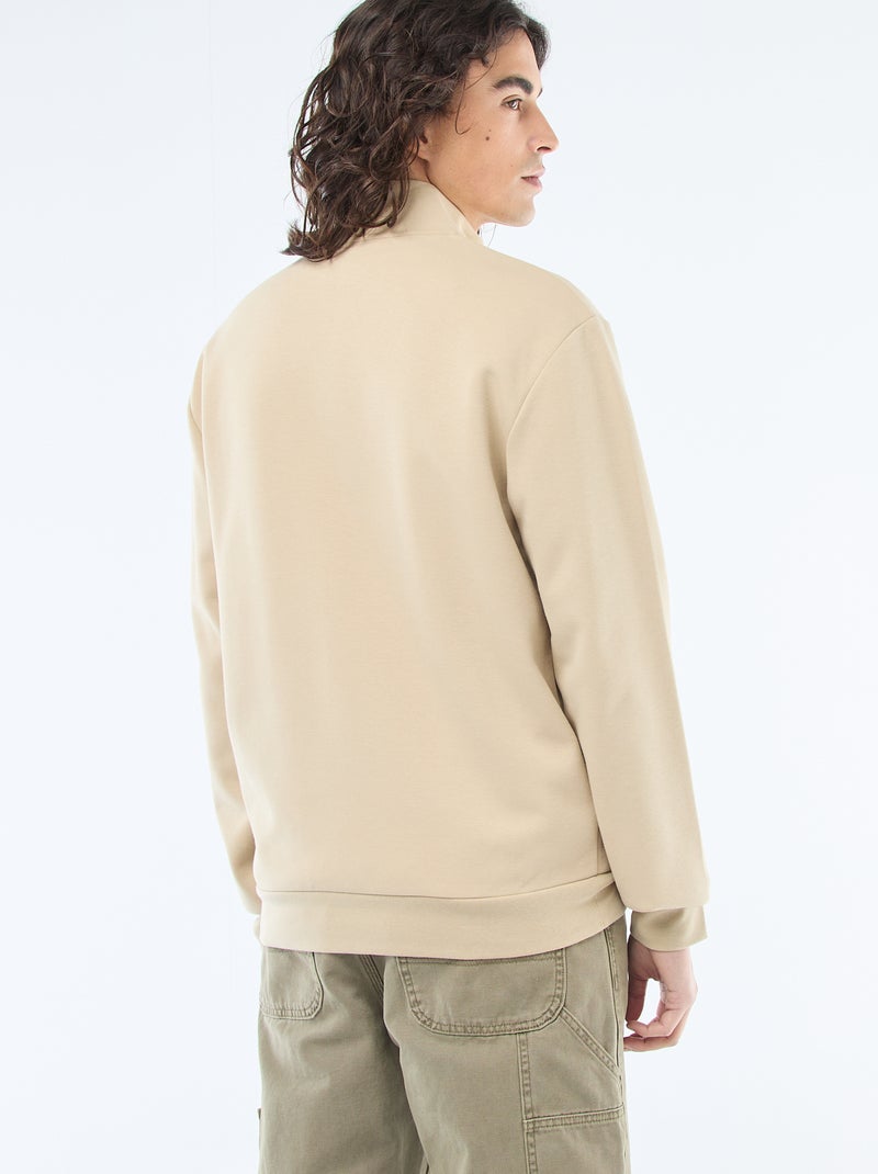 Sweatshirt met rits en opstaande kraag Biege - Kiabi
