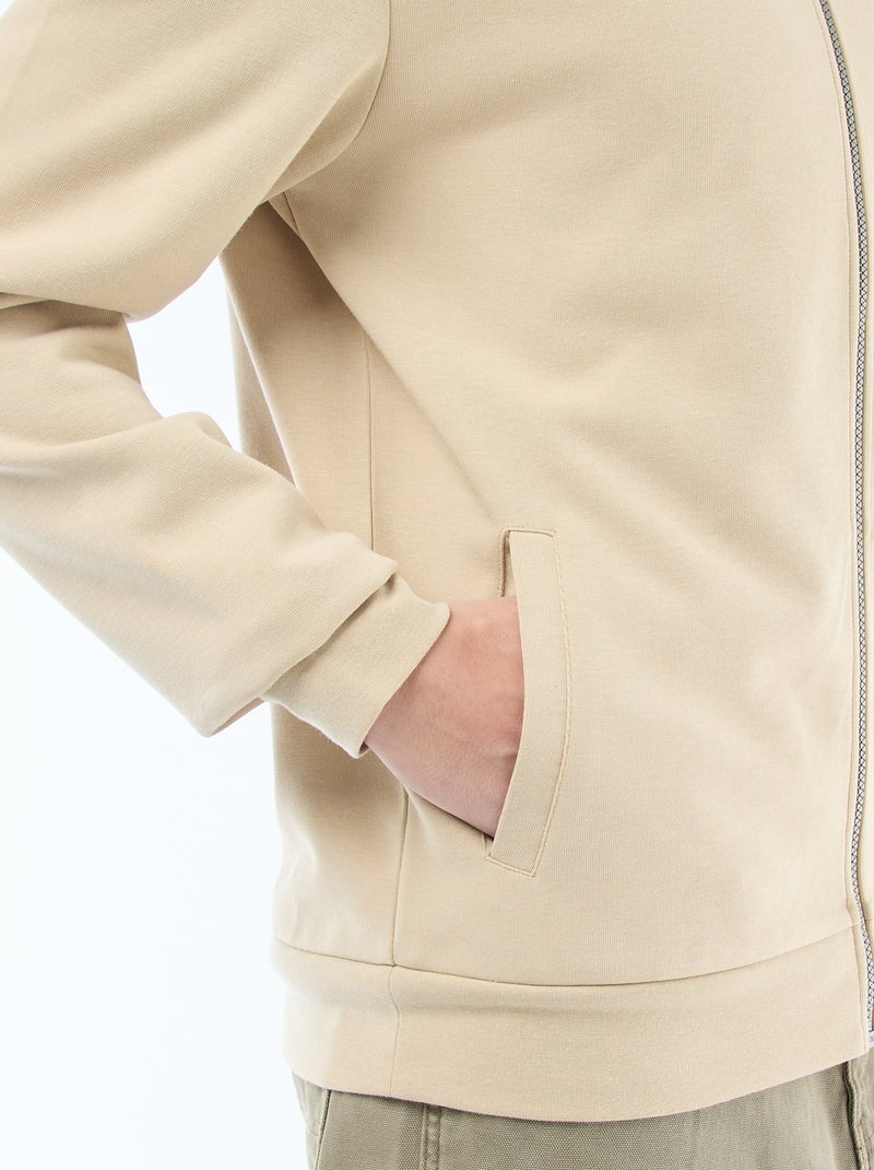 Sweatshirt met rits en opstaande kraag Biege - Kiabi