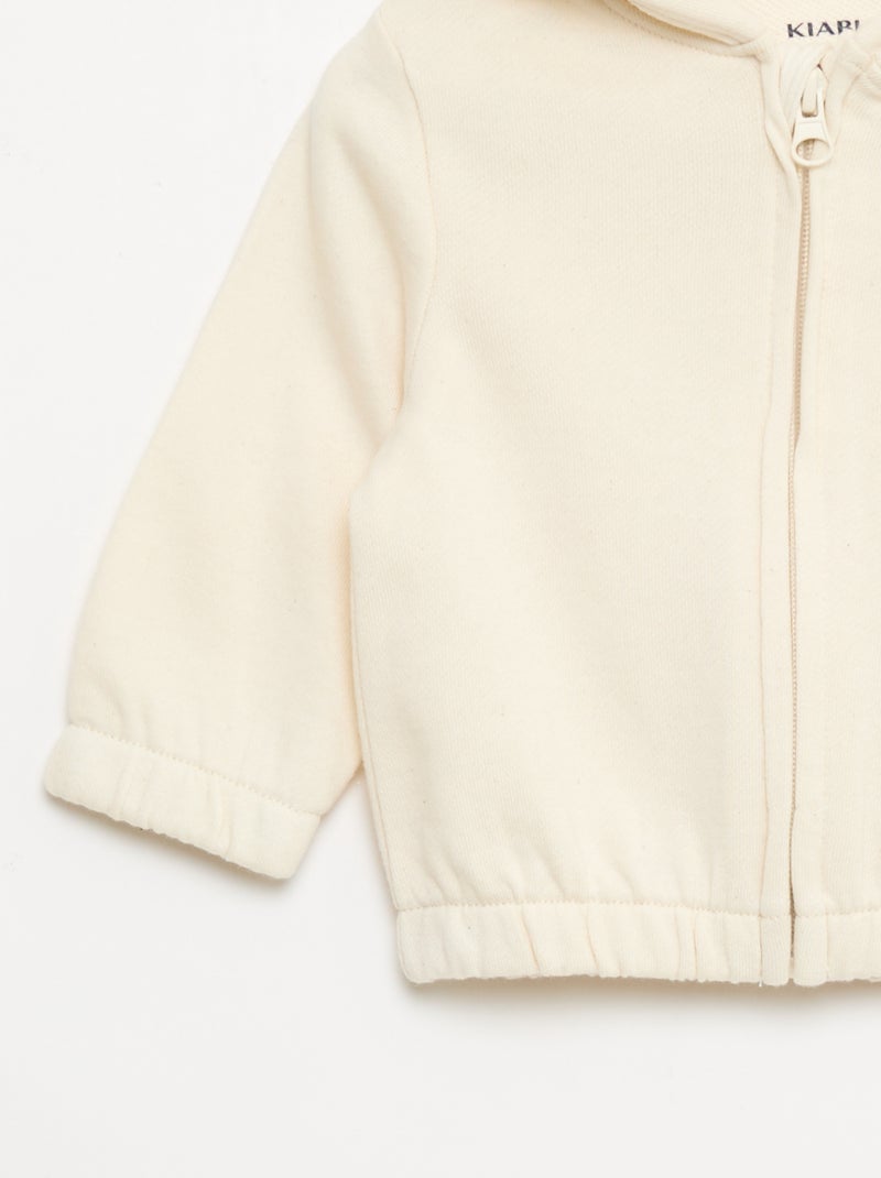 Sweatshirt met rits van french terry Wit - Kiabi