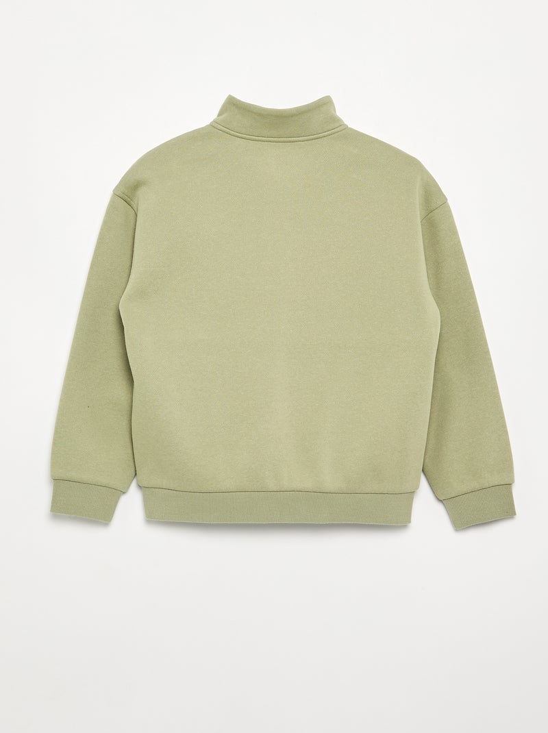Sweatshirt met ritskraag Groen - Kiabi