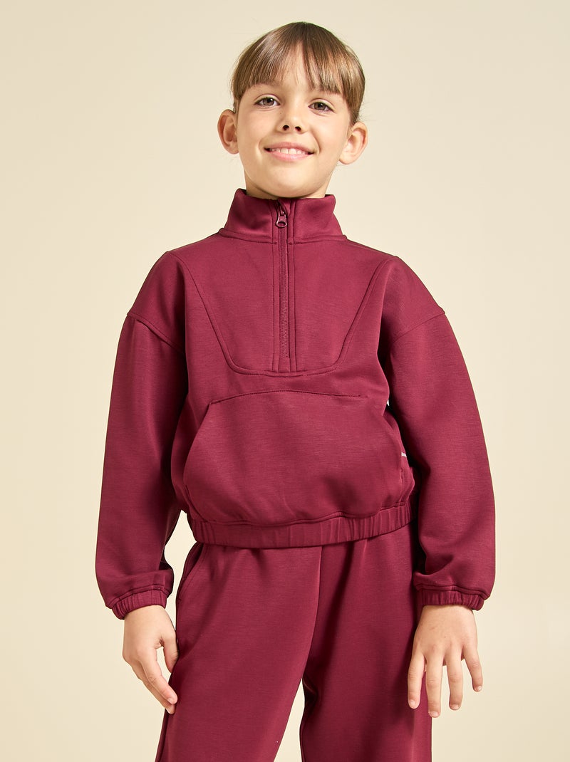 Sweatshirt met ritskraag Rood - Kiabi