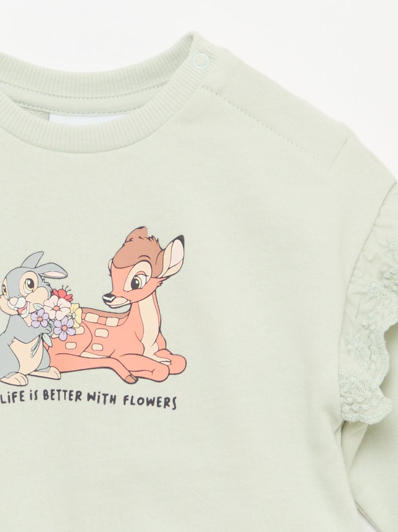 Sweatshirt 'Minnie' 'Disney' met lange mouwen en geborduurde volants Groen - Kiabi