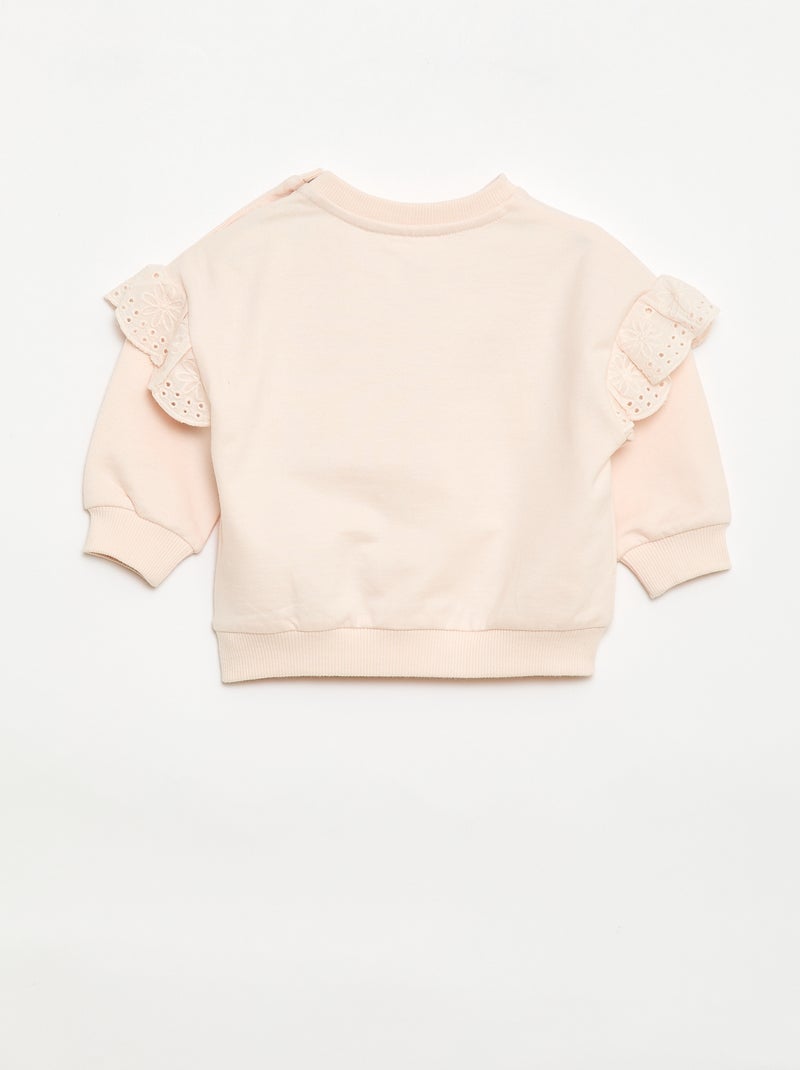 Sweatshirt 'Snoopy' met ruches van broderie anglaise Rose - Kiabi