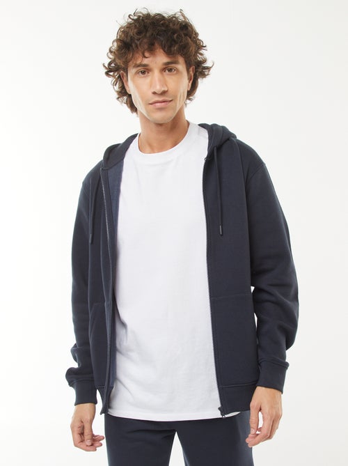 Sweatshirt van fleece met rits en capuchon - Kiabi