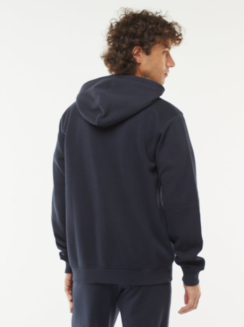 Sweatshirt van fleece met rits en capuchon Blauw - Kiabi