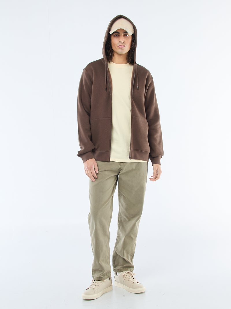 Sweatshirt van fleece met rits en capuchon Bruin - Kiabi