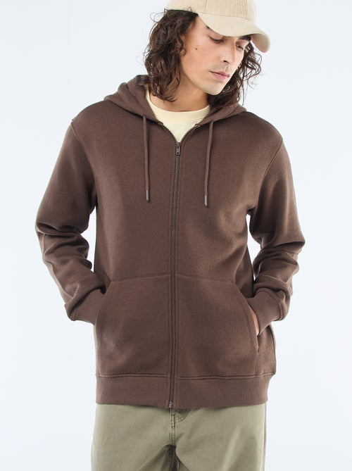 Sweatshirt van fleece met rits en capuchon - Kiabi